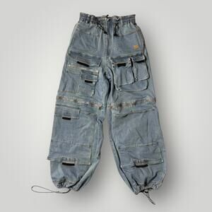 Shane Justin Men’s Denim Cargo Pants - Multi Pocket Utility Jeans sz S